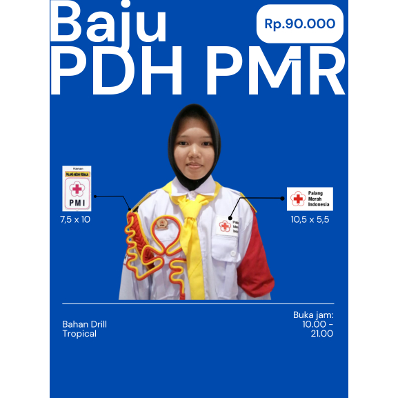 Baju PDH Putih PMI,PMR Madya,PMR Wira