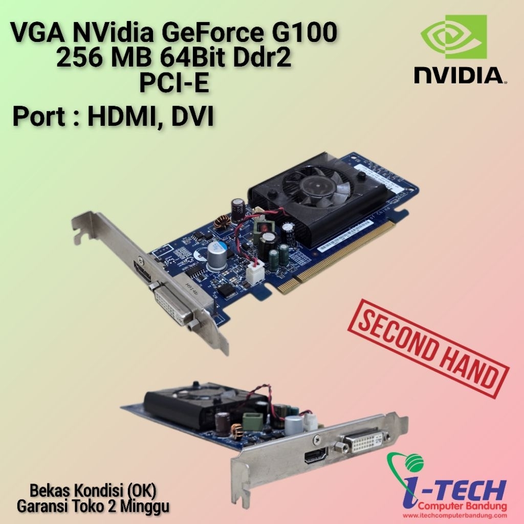VGA CARD NVIDIA GEFORCE G100 256MB 64BIT DDR2 PCI EXPRESS