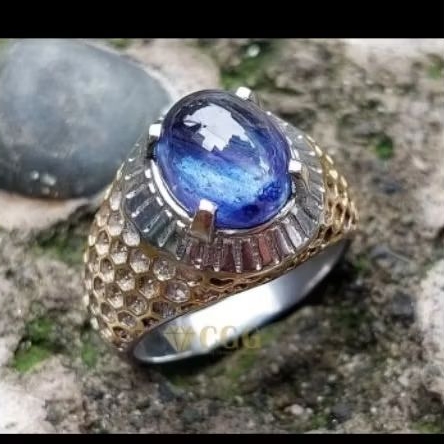 batu cincin blue safir corundum original