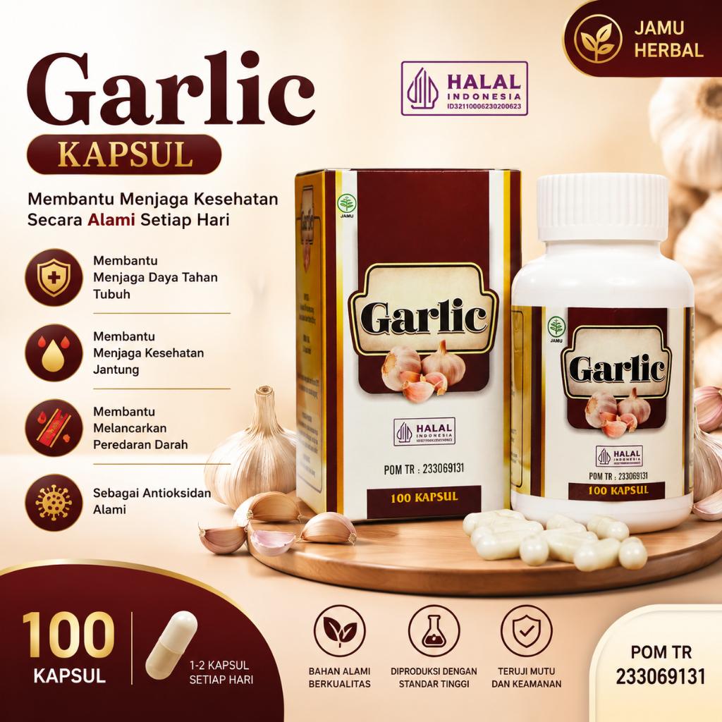 Garlic Kapsul Asli - Bawang Lanang - Bawang Putih Tunggal - Ekstrak Bawang Putih Permentasi