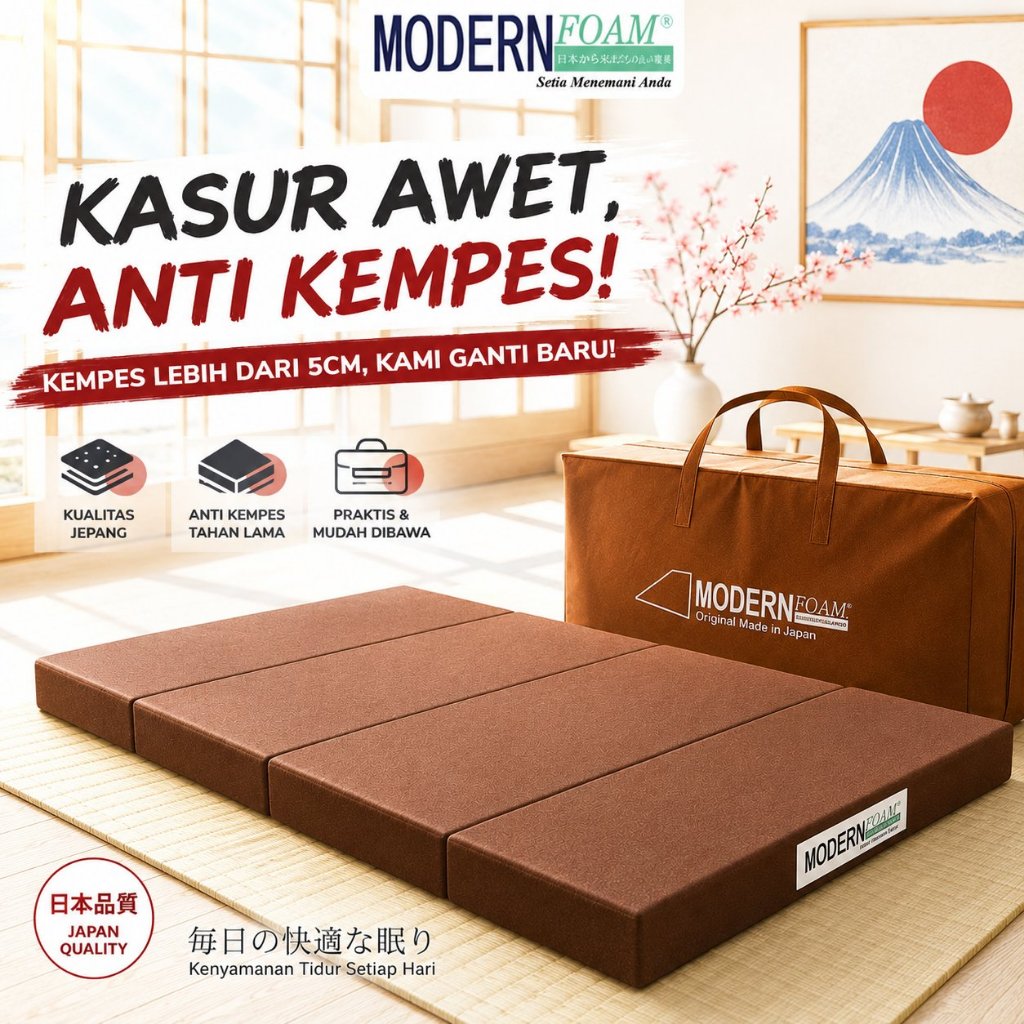 Kasur Busa Lipat MODERN FOAM - Kasur Lantai Jepang (Tatami) Portable Busa Rebonded Anti Kempes