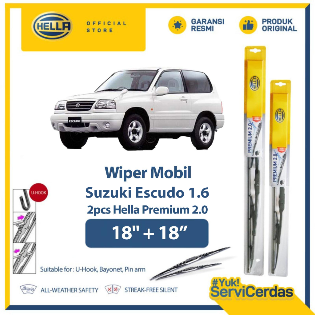 Wiper Mobil SUZUKI Escudo 1.6 18” + 18” (2pcs) - HELLA Premium 2.0
