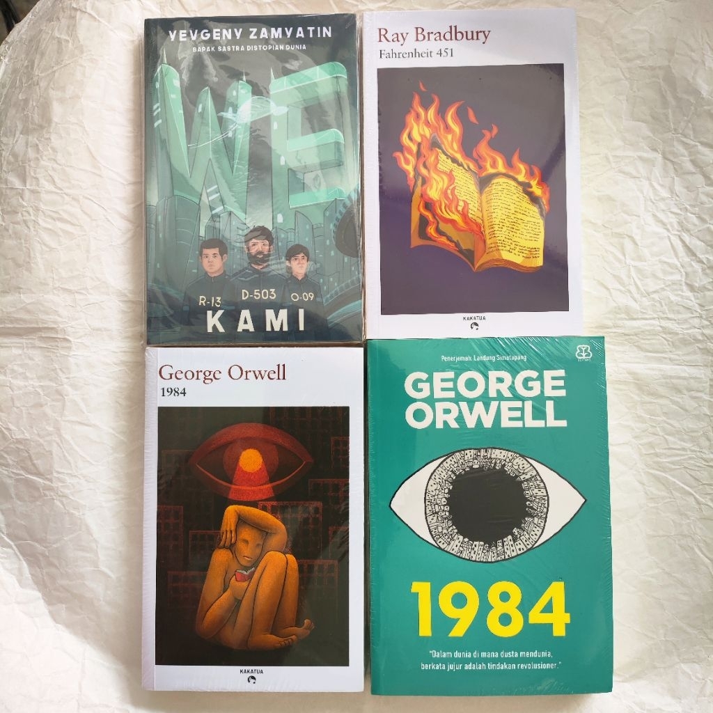 Novel Distopia karya klasik dunia 1984 Kami Fahrenheit 451 George Orwell Ray Bradbury sastra Rusia