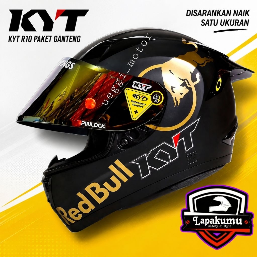 KYT R10 BLACK DOF MODIF PAKET GANTENG