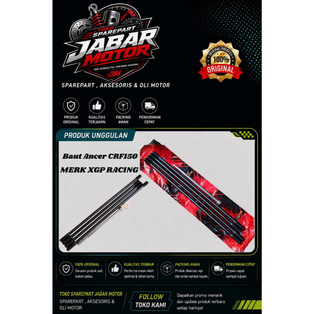 BAUT ANCER CRF150 BAUT TUSUK SET CRF 150 LEBIH PANJANG DARI TIGER MERK XGP RACING