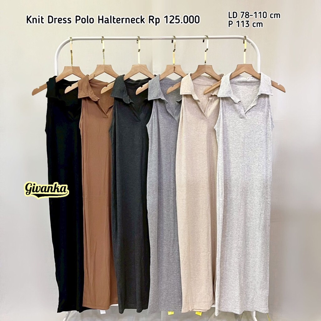 KNIT DRESS POLO HALTERNECK // MINI DRESS KNIT // KNIT DRESS FIT BODY // DRESS KNIT LENGAN BUNTUNG //