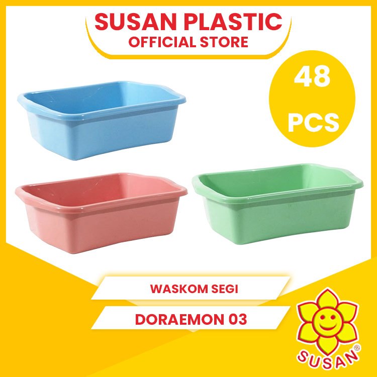 SUSAN - Paket Pack - Waskom Doraemon 03 (48PCS) - Litter Box Kucing Besar - Baskom Kotak - Tempat Pa