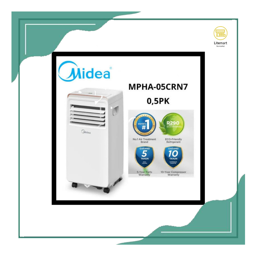 Midea MPHA-05/09CRN7 AC Portable 1 PK / 1,2 PK - Putih dengan Kapasitas Pendinginan 1.465 kW