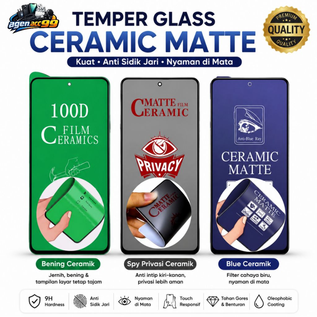 Ceramic matte blue anti pecah OPPO A3X A3 A60 4G A15 A15S NFC  Pelindung layar hp