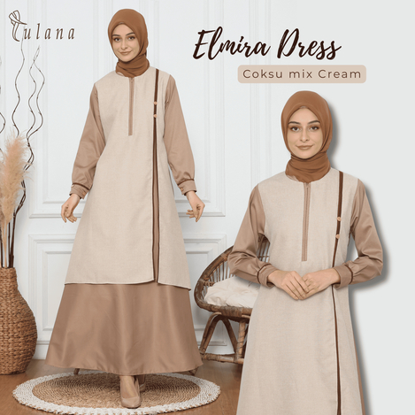 Lulana Elmira Dress | Gamis Premium Wanita Muslim Toyobo Mix Madina Busui Friendly Wudhu Friendly