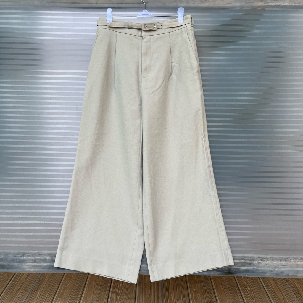 Kulot Loose Pants Beige Cream With Belt Mchel Klein