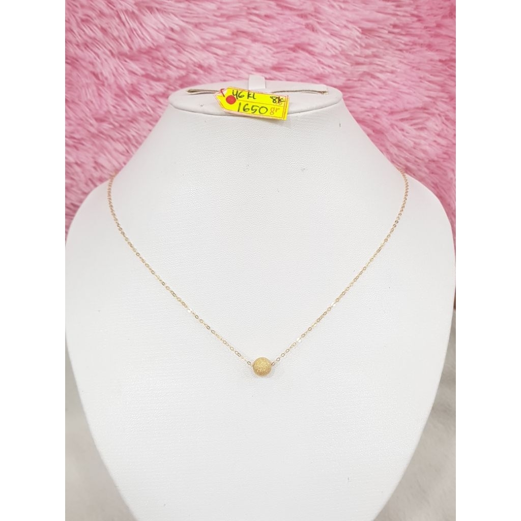 KL1086DLM Kalung model vensi variasi liontin bola pasiran emas kuning asli berat 1.650 pj 43,8cm kad