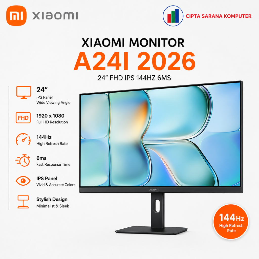 Xiaomi Mi Monitor 24" A24i 2026 FHD 144Hz Fast IPS Garansi Resmi