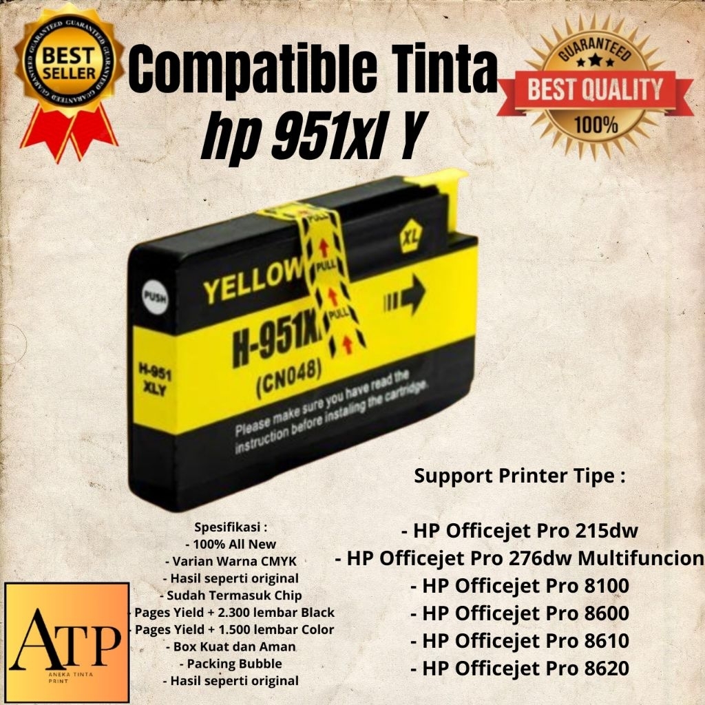 Cartridge Compatible HP 951XL Yellow (kuning) HP Officejet Pro 215dw- HP Officejet Pro 276dw Multifu