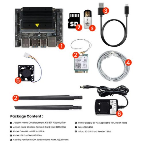 Jetson Nano Development Kit B01 Alternative with NIC, Antenna, Fan, Adaptor