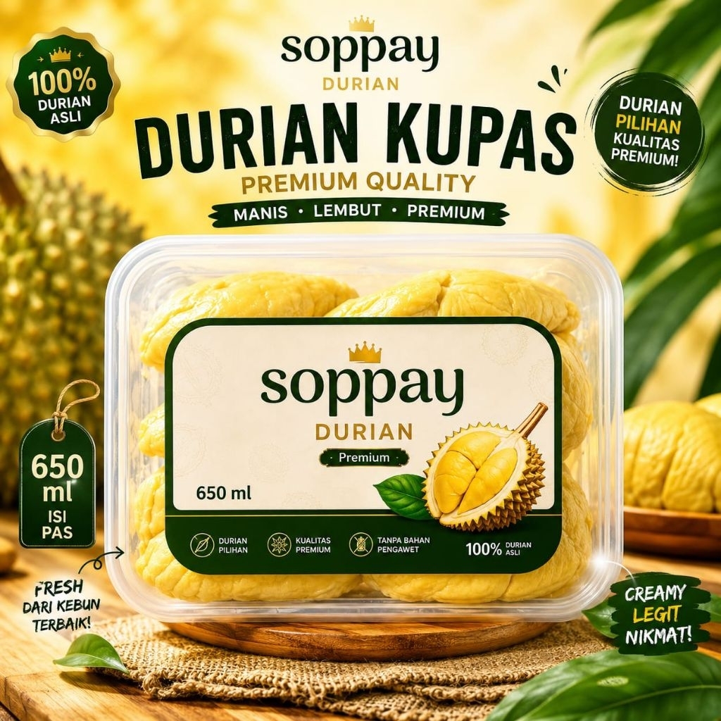 Durian Kupas Premium SUMATRA / Durian kupas Medan Soppay Durian Store