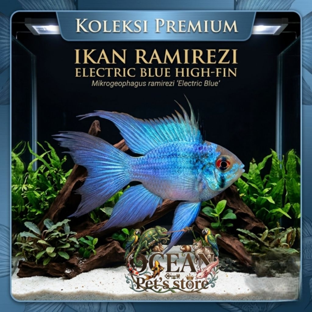 ikan hias blue electric Ramirezi hiasan aquarium aquascape