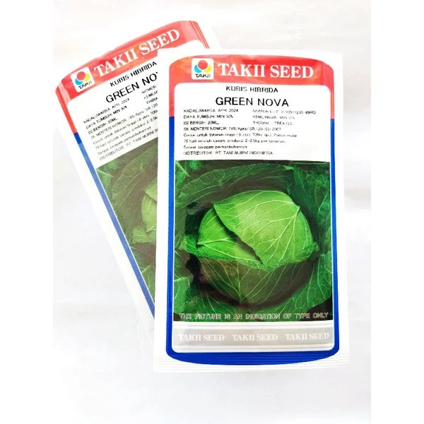 Benih kubis GREEN NOVA 20ml, kubis hibrida greennova TAKII SEED