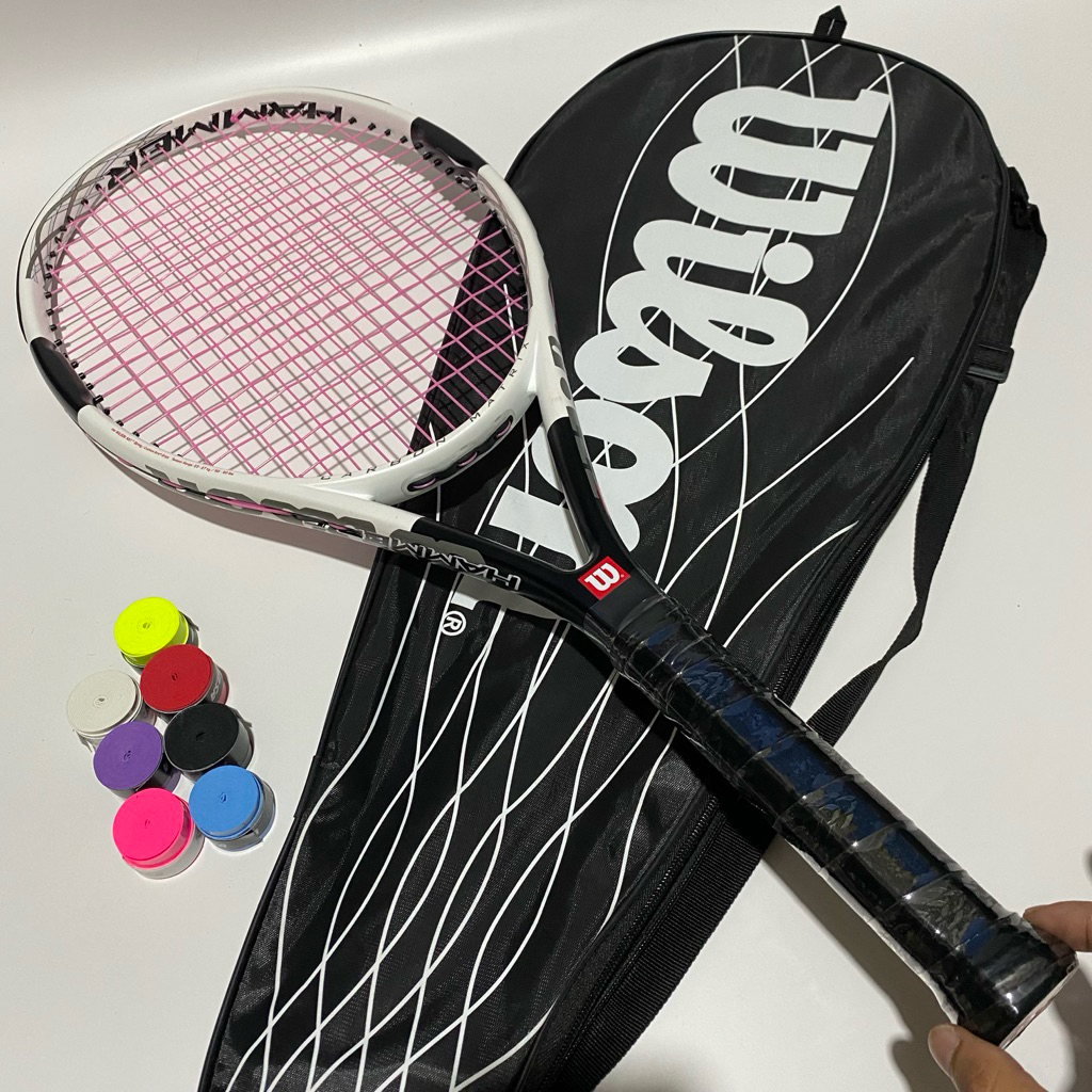 raket tenis wilson hammer 6 carbon ringan kualitas premium import siap pakai free grip cadangan