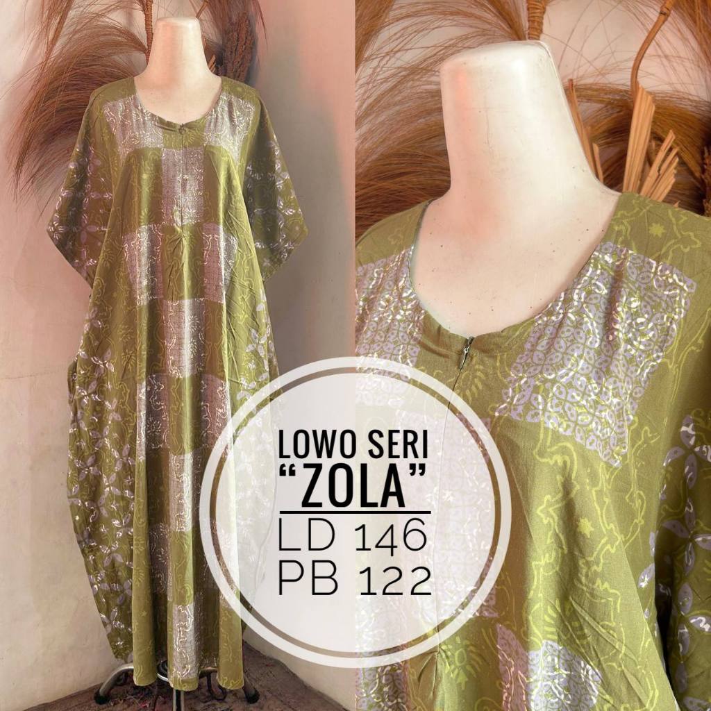 LD 146 Daster Lowo Batik Cap Pekalongan Kalong Jumbo Kelelawar Rayon Super Adem Daster Lamoza Busui 
