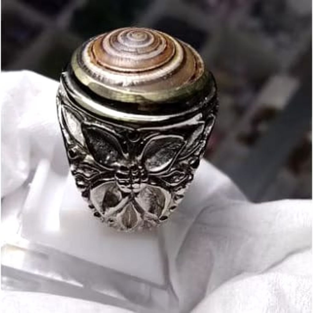 Cincin batu akik keong puser bumi badar besi mewah dim randem cincin pria ring alpaka super elegan m