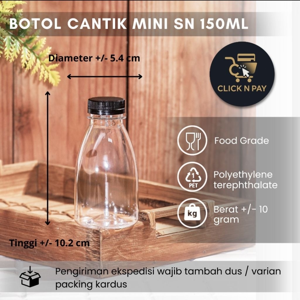 ISI 25 PCS BOTOL CANTIK MINI 150ML SHORT NECK / BOTOL JUS / BOTOL MINUMAN / BOTOL LIANG TEH / BOTOL 