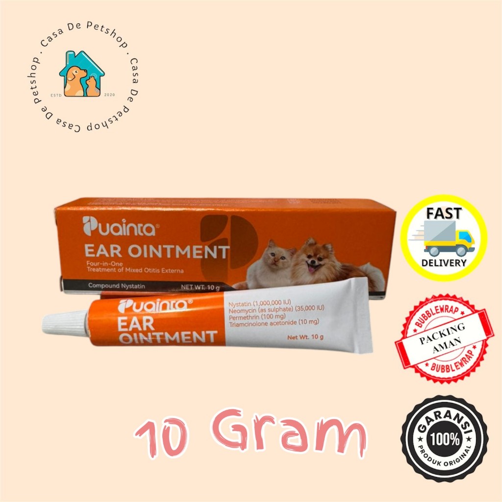 Puainta Ointment For Ear Mites & Otitis Kucing Anjing - Atasi Masalah Telinga / Telinga Gatal - 10 G