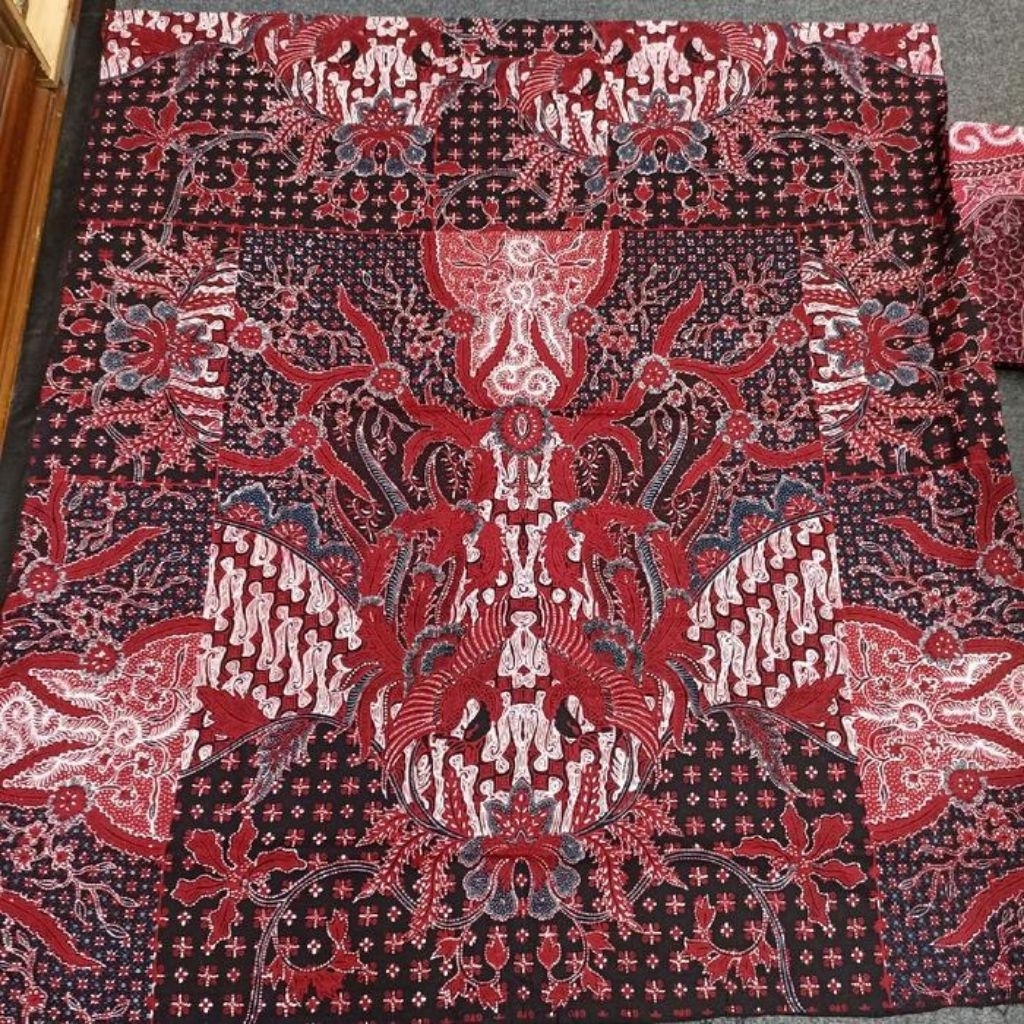 Kain Batik Tulis Full Canting Manual Pola Kemeja Bahan Katun Halus Primisima Motif Burung Merah Alam