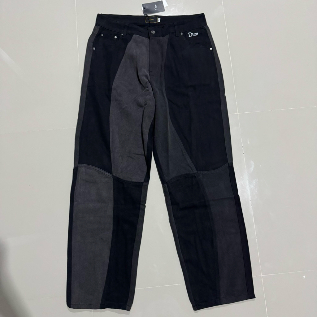 Dime MTL Blocked Relaxed Denim Pants BNWT Celana Jeans Baggy Hitam Colorblock Two tone
