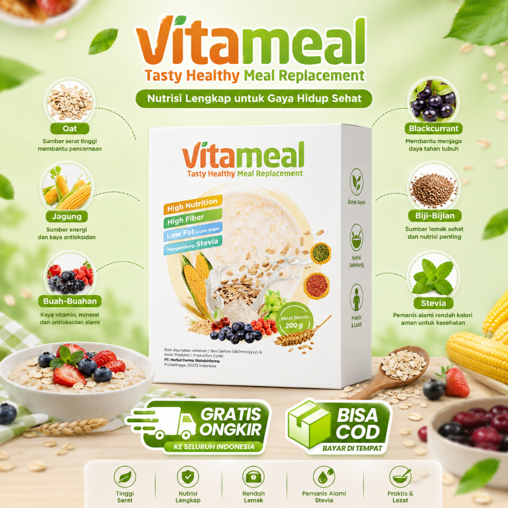 Vitameal Obat Gula Diabetes Dan Kolesterol Susu Vitamale Sereal Makanan Diet 1 Box