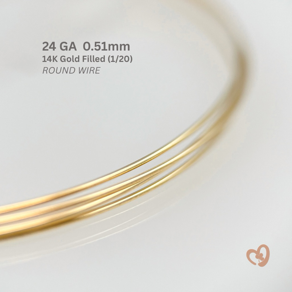 1 Meter 14K Gold Filled Wire 24GA 0.51mm Round Wire Dead Soft Half Hard Kawat GF