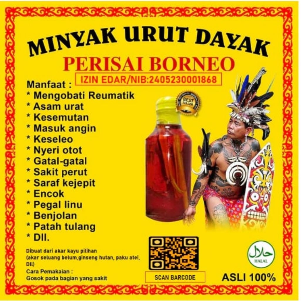 MINYAK URUT DAYAK ASLI BORNEO KALIMANTAN ISI 250ML - MINYAK URUT DAYAK ORIGINAL (HERBAL) - Minyak Ur