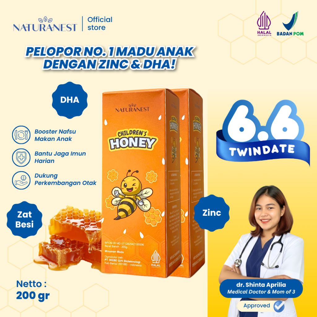 NATURANEST Childrens Honey - Madu Multivitamin Penambah Nafsu Makan Anak Paket 2 Botol
