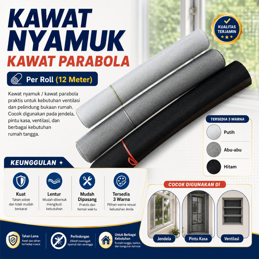 Kawat Nyamuk / Kawat Parabola Baja / Kasa Baja Harga Per Roll