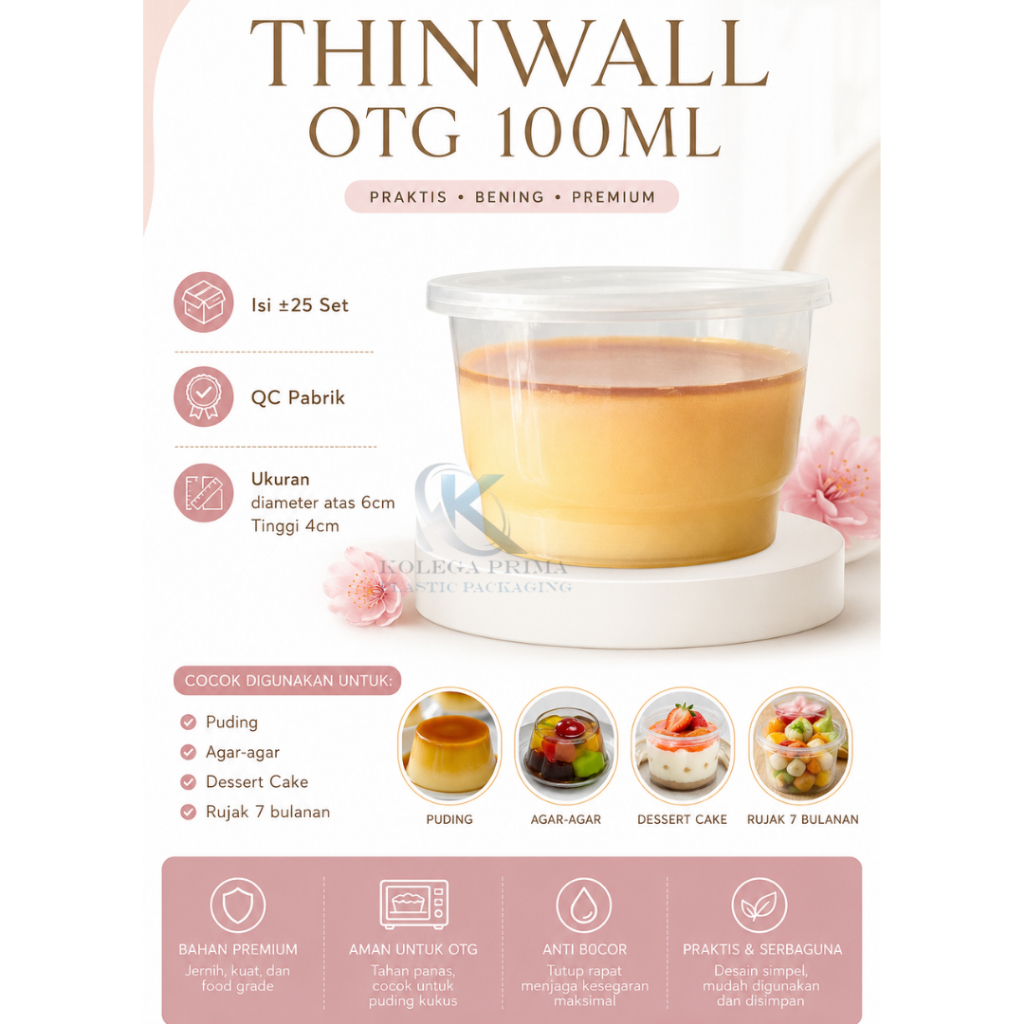 CUP PUDING 100ML/ THINWALL 100ML/ CUP RUJAK 7 BULANAN/ OTG 100/ GELAS PUDING MURAH ISI +/-25PCS