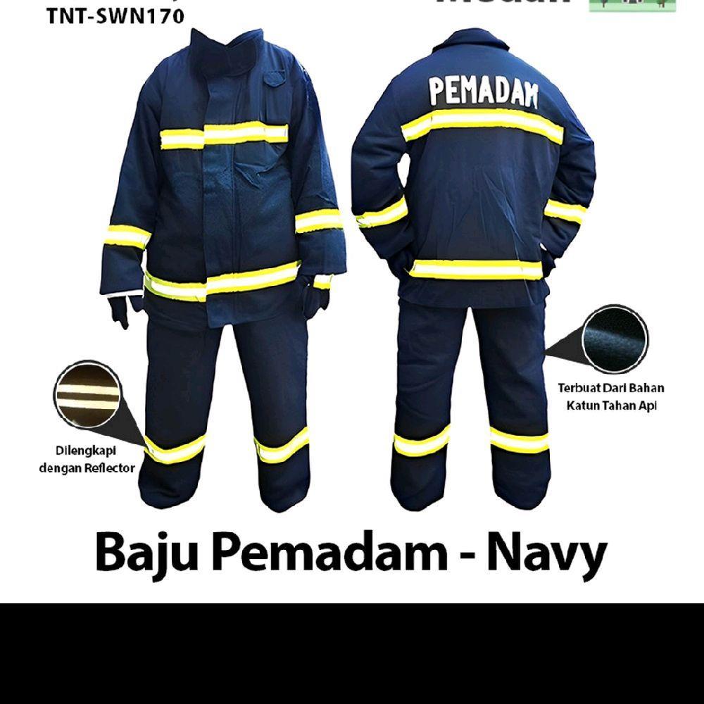 Baju Pemadam Navy dengan Reflector dan Bahan Katun Tahan Api