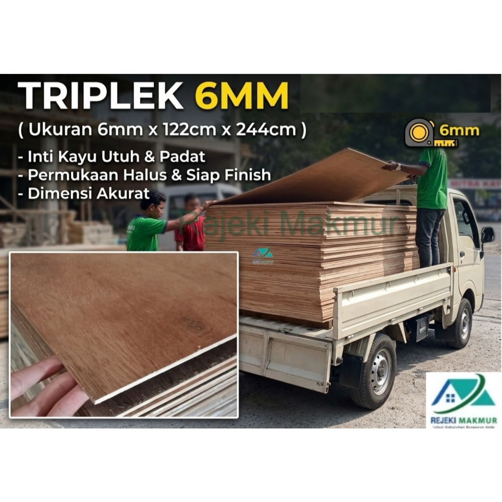 Triplek 6mm ( Ukuran 6mmx122cmx244cm )