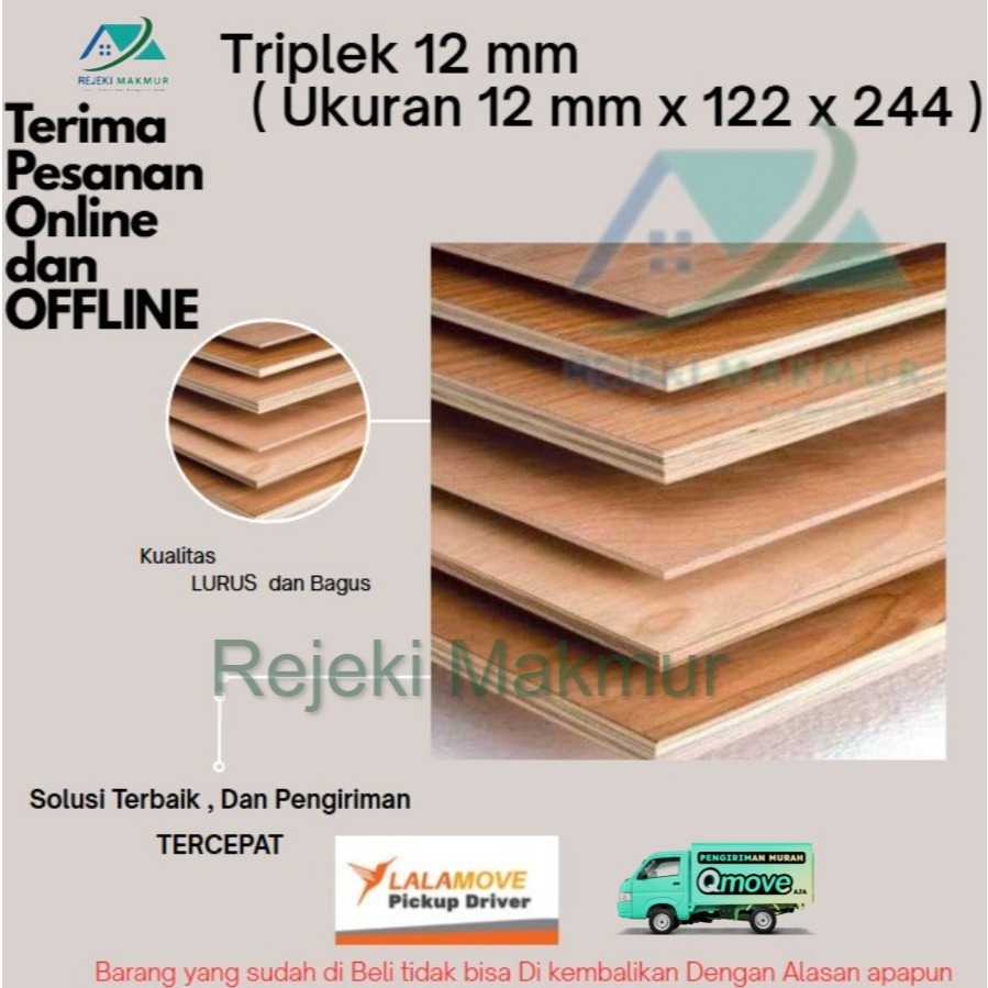 Triplek 12 mm ( Ukuran 12 mmx122cmx244cm )