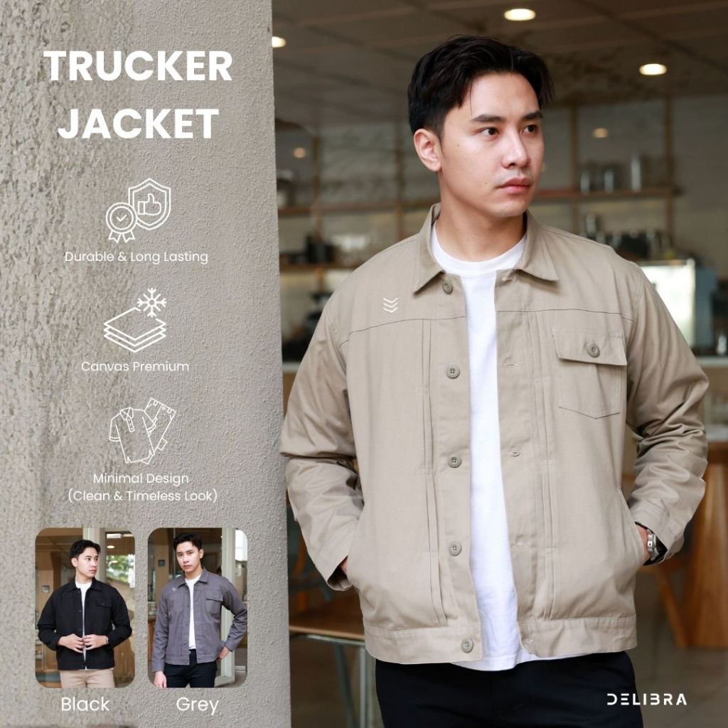 Jaket Trucker Pria Wanita Outer Casual Streetwear Unisex Delibra – Jaket Outer Kekinian