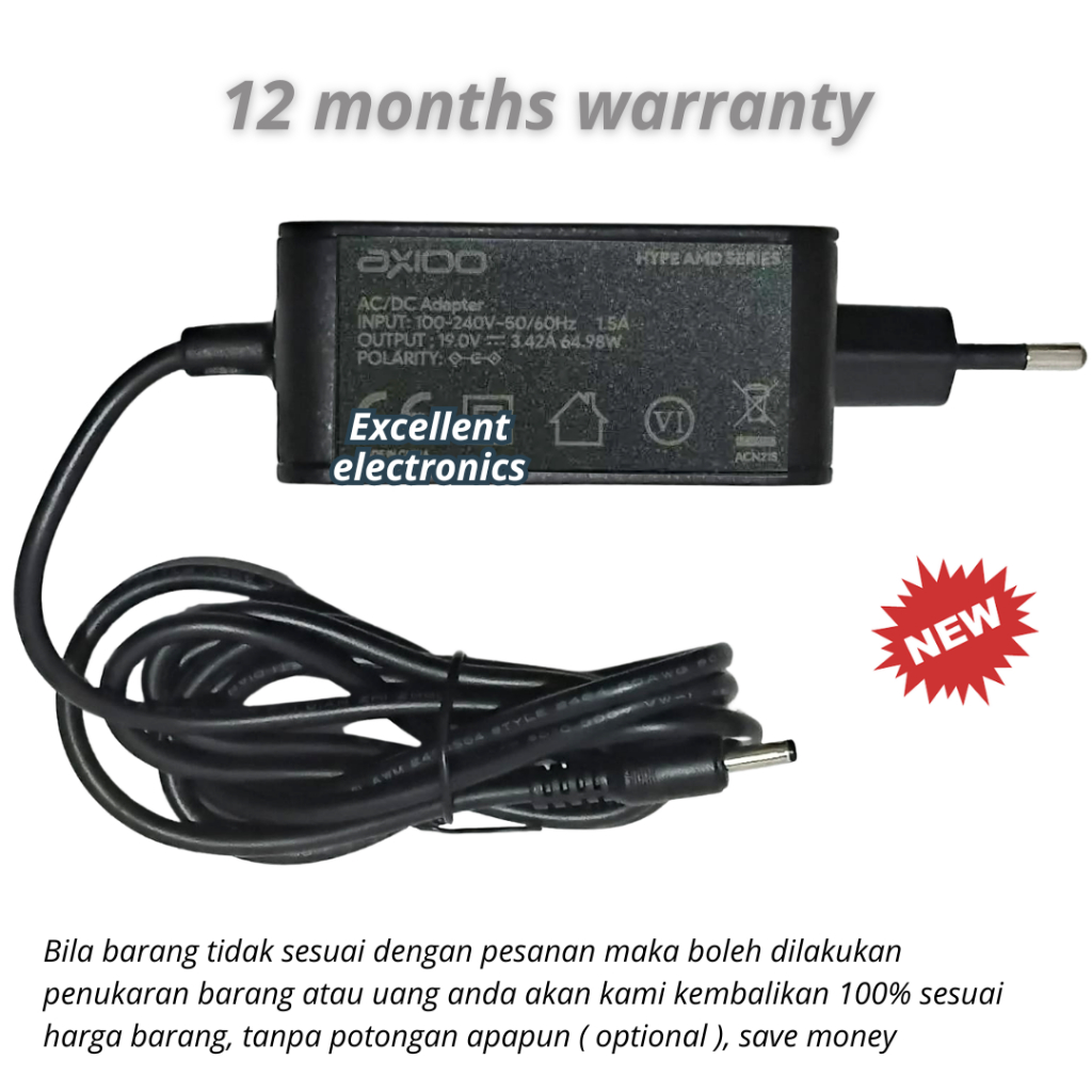 Charger Axioo Slimbook 14 R3, Charger Axioo Slimbook 14 R5 original new