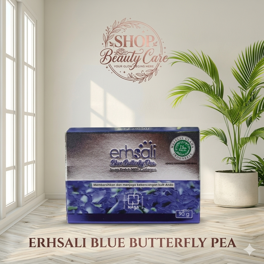 Erhsali Blue Butterfly Pea Soap Enrich With Collagen Sabun Bunga Telang Original Nasa Membersihkan D