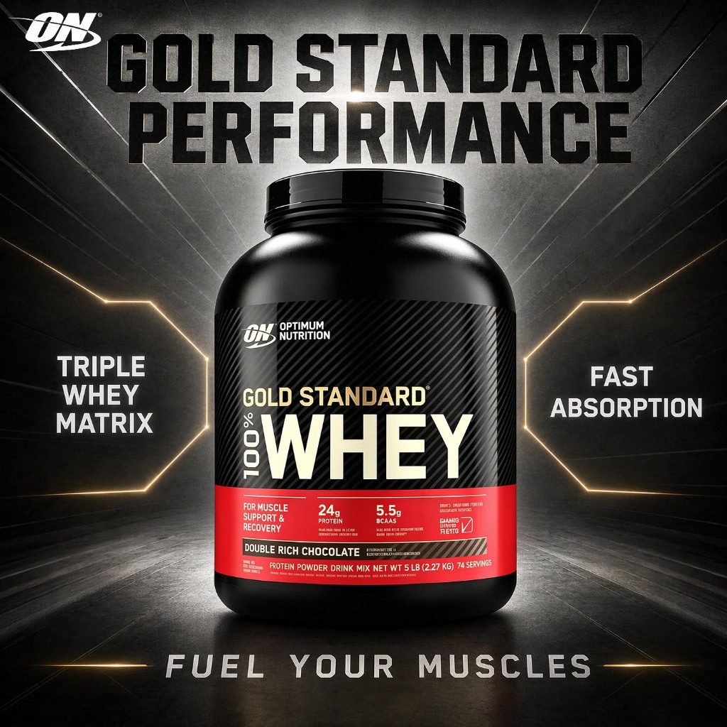 Optimum Nutrition Gold Standard 100% Whey Protein 5LB Ideal untuk Pemula Fitness & Nutrisi Olahraga