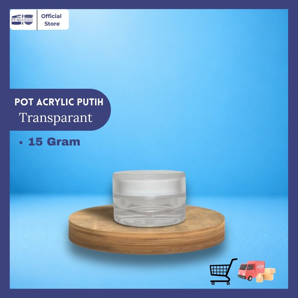 Pot Acrylic Putih Transparant 15 gr