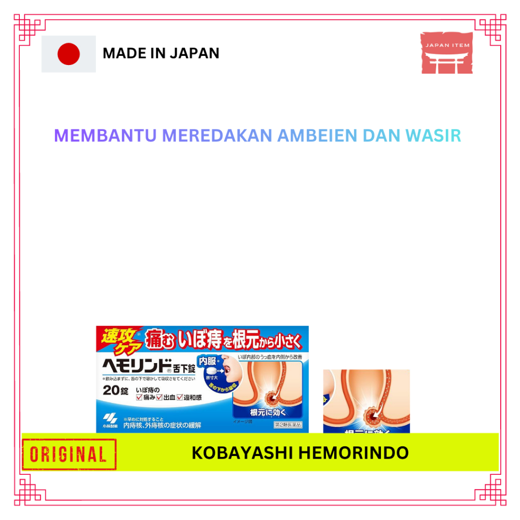Kobayashi Hemorindo Sublingual Obat Wasir Ambeien isi 20 40 original Japan