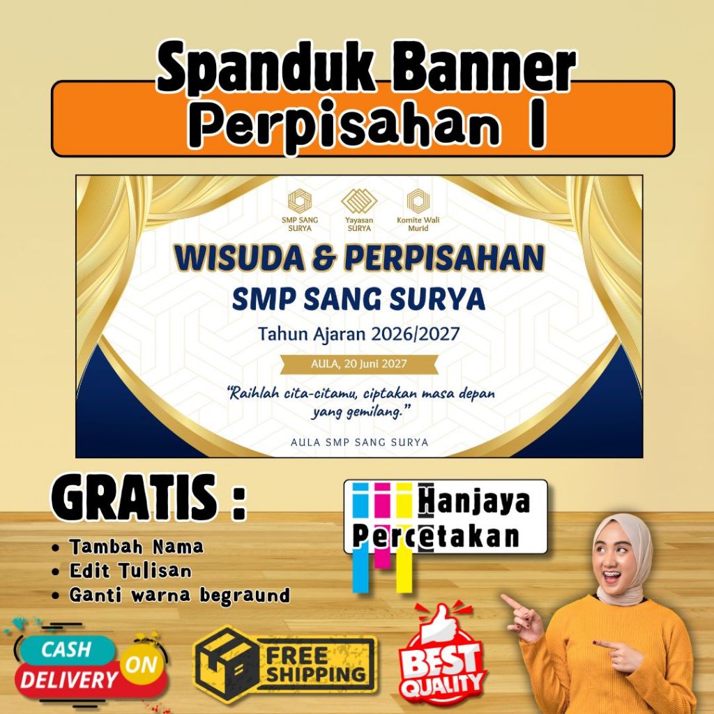 Backdrop Graduation Banner Wisuda Custom Logo Nama Sekolah Universitas Instansi Spanduk Selamat Wisu