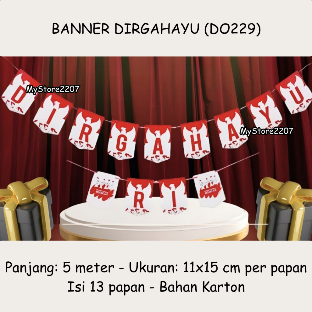 Banner Gantungan Agustus / Banner Dirgahayu Agustusan / Dekorasi Agustus / Hiasan 17an