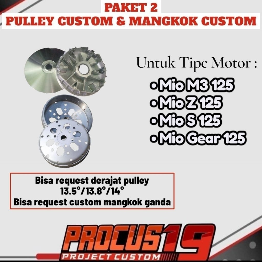 PAKET 2 PULLEY CUSTOM MANGKOK GANDA CUSTOM MIO M3 MIO S MIO Z MIO GEAR 125