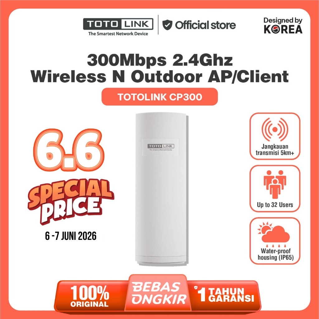 TOTOLINK CP300 - Akses Point Outdoor 2.4GHz 300Mbps