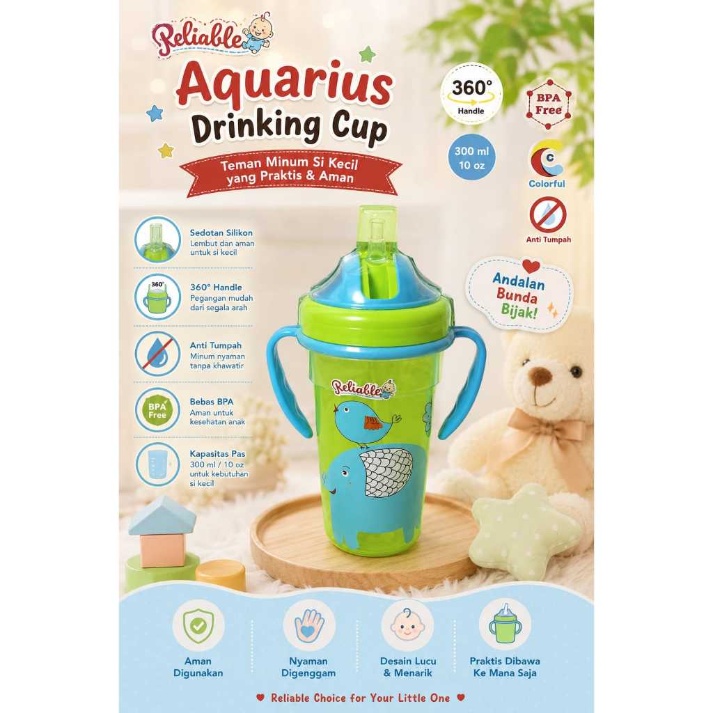 Aquarius Drinking Cup 300ML Reliable [BPA FREE]