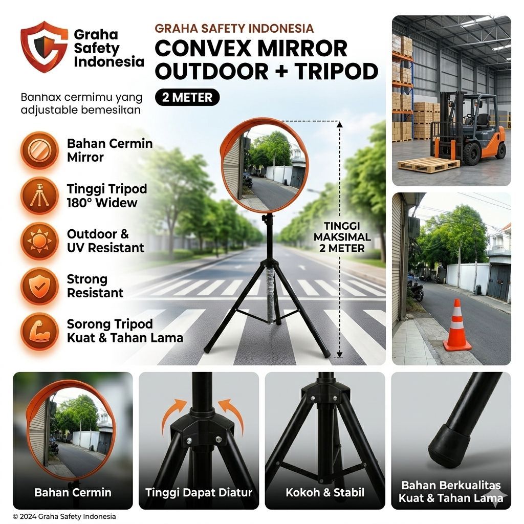 Convex Mirror Aesthetic Outdoor + Tripod / Convex Mirror 45cm 60cm